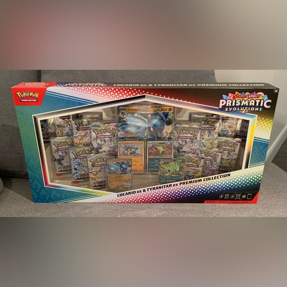 Pokémon TCG Prismatic Evolutions Lucario EX and Tyranitar Premium Collection NEW - Picture 7 of 7